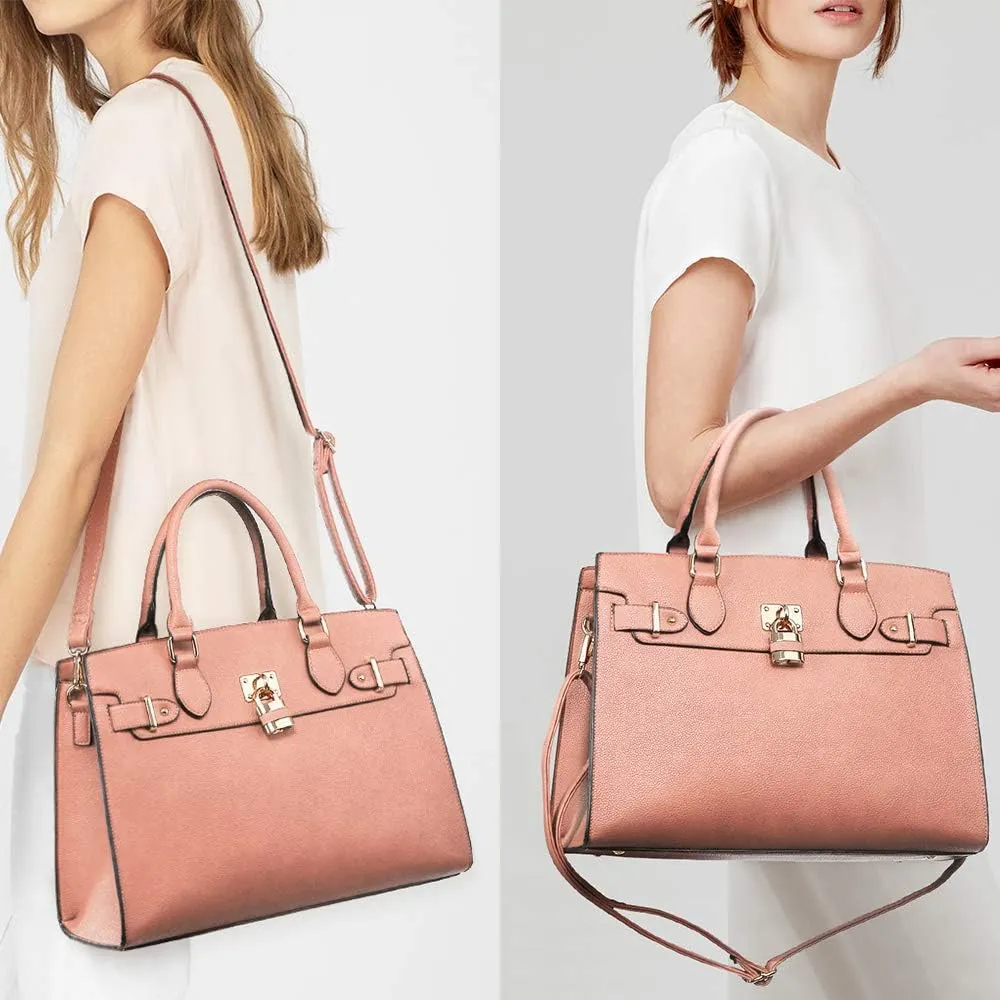 Dasein Women Handbags and Purses Ladies Shoulder Bag Top Handle Satchel Tote Work Bag with Matching Clutch