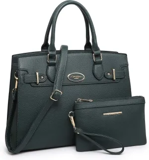 Dasein Women Handbags and Purses Ladies Shoulder Bag Top Handle Satchel Tote Work Bag with Matching Clutch