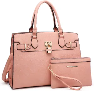Dasein Women Handbags and Purses Ladies Shoulder Bag Top Handle Satchel Tote Work Bag with Matching Clutch