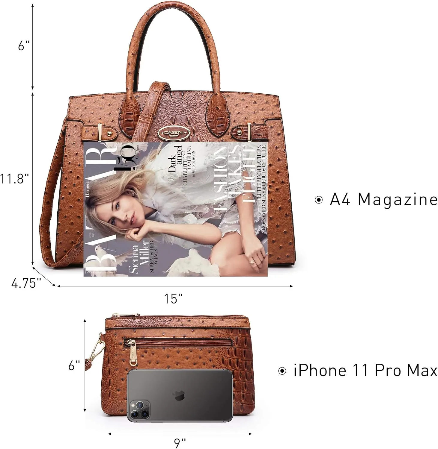 Dasein Women Handbags and Purses Ladies Shoulder Bag Top Handle Satchel Tote Work Bag with Matching Clutch