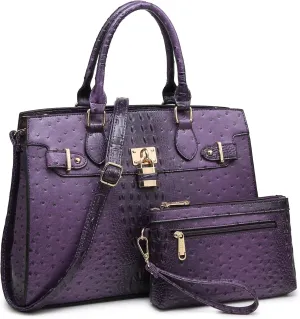 Dasein Women Handbags and Purses Ladies Shoulder Bag Top Handle Satchel Tote Work Bag with Matching Clutch