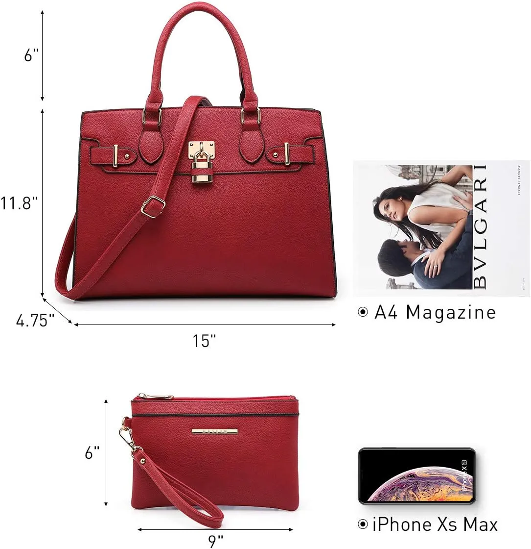 Dasein Women Handbags and Purses Ladies Shoulder Bag Top Handle Satchel Tote Work Bag with Matching Clutch
