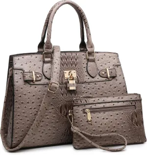 Dasein Women Handbags and Purses Ladies Shoulder Bag Top Handle Satchel Tote Work Bag with Matching Clutch