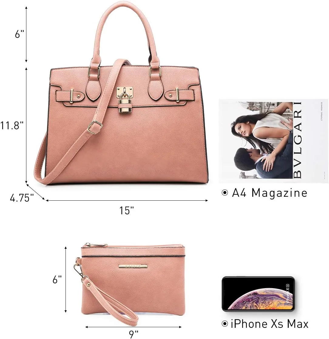 Dasein Women Handbags and Purses Ladies Shoulder Bag Top Handle Satchel Tote Work Bag with Matching Clutch