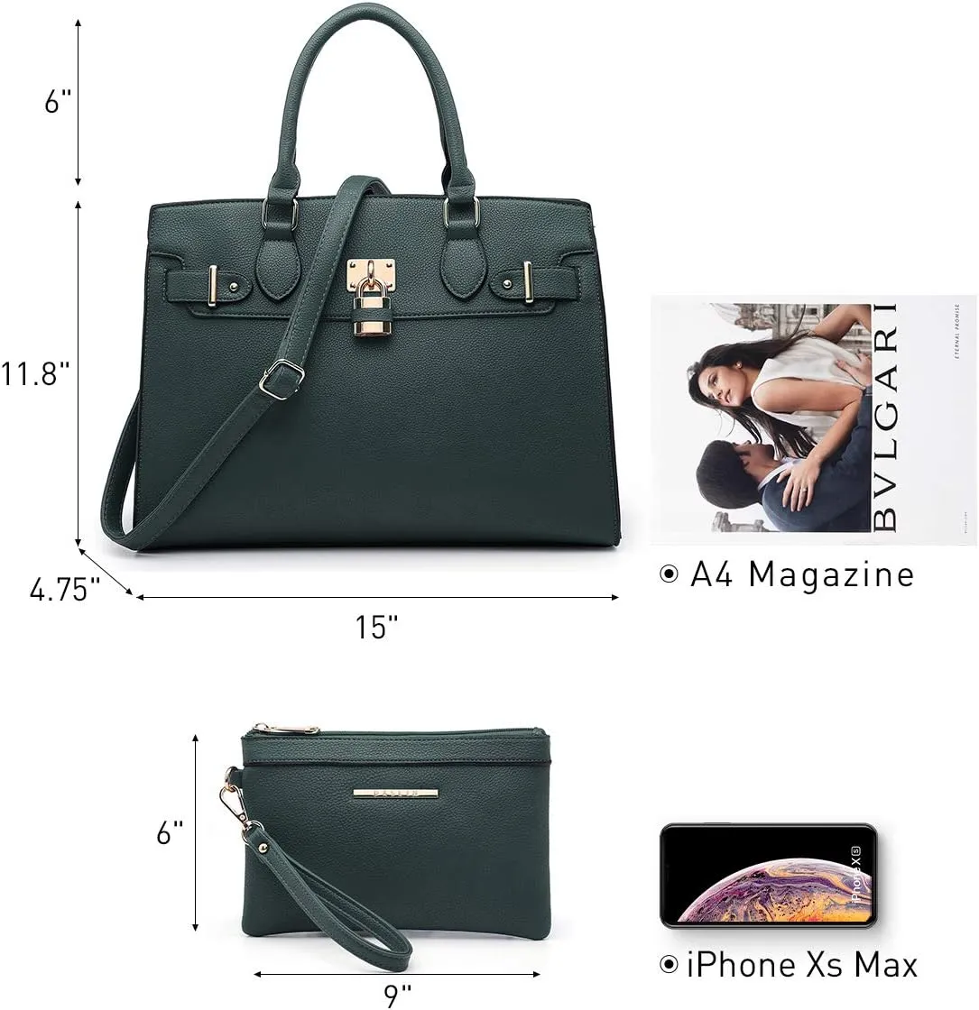 Dasein Women Handbags and Purses Ladies Shoulder Bag Top Handle Satchel Tote Work Bag with Matching Clutch