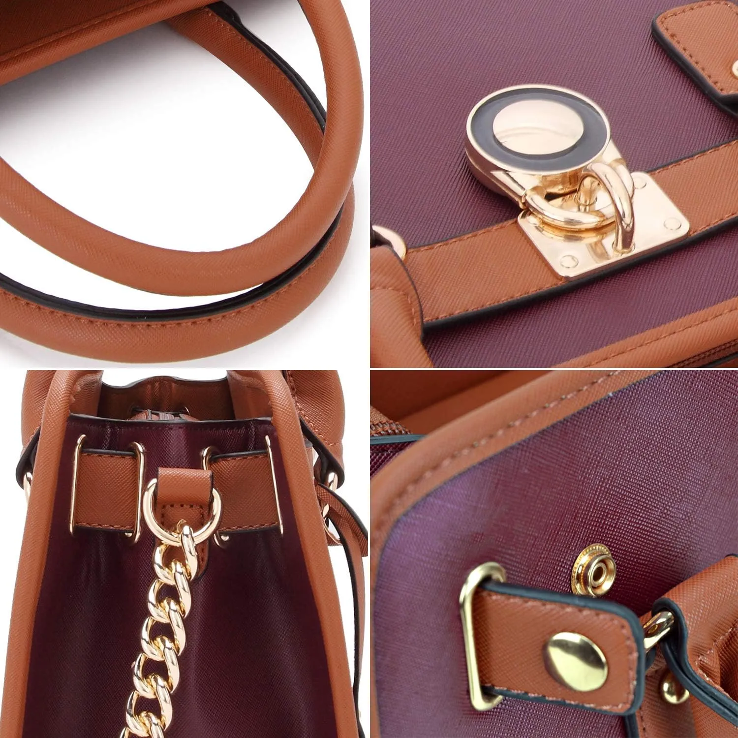 Dasein Women Handbags Top Handle Satchel Purse Shoulder Bag Hobo Bag Work Bag Set 2pcs