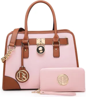 Dasein Women Handbags Top Handle Satchel Purse Shoulder Bag Hobo Bag Work Bag Set 2pcs