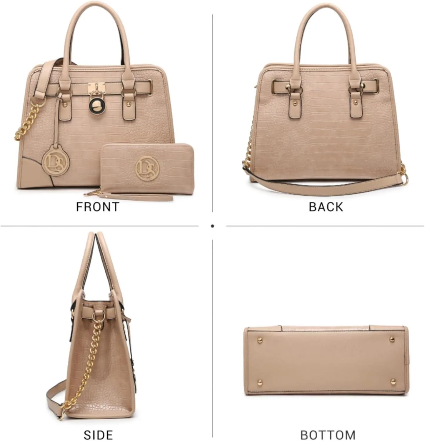 Dasein Women Handbags Top Handle Satchel Purse Shoulder Bag Hobo Bag Work Bag Set 2pcs