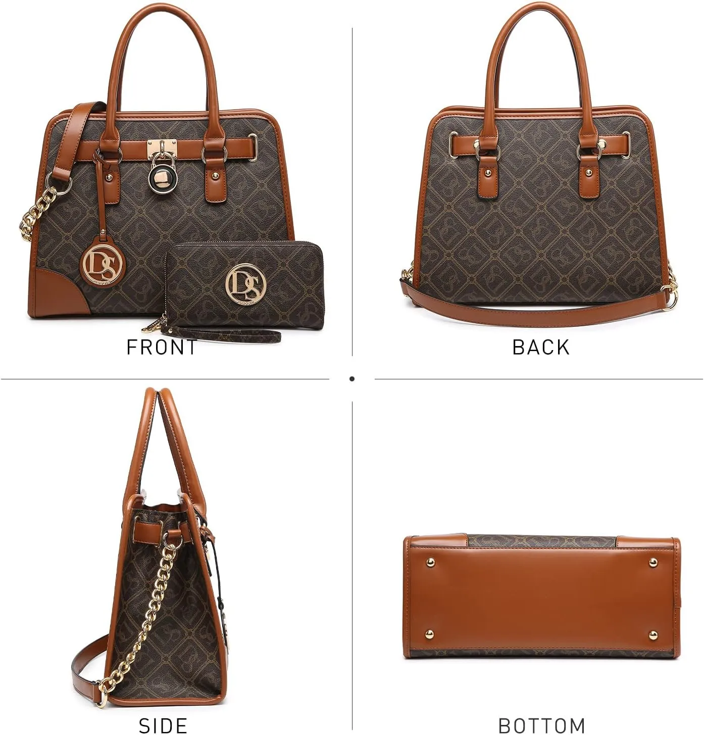 Dasein Women Handbags Top Handle Satchel Purse Shoulder Bag Hobo Bag Work Bag Set 2pcs