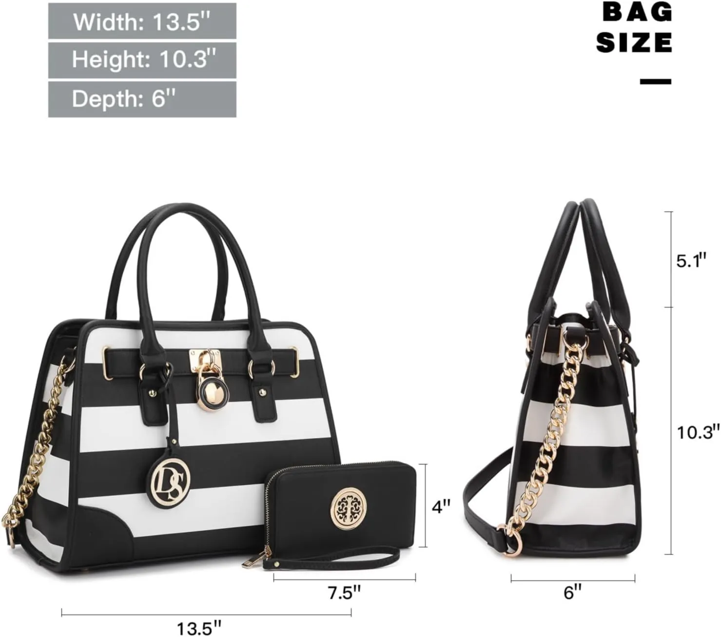 Dasein Women Handbags Top Handle Satchel Purse Shoulder Bag Hobo Bag Work Bag Set 2pcs