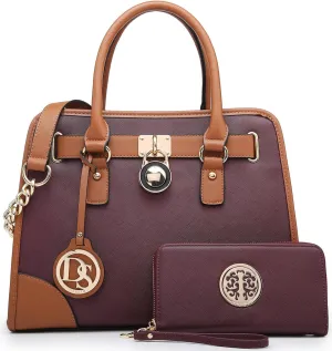 Dasein Women Handbags Top Handle Satchel Purse Shoulder Bag Hobo Bag Work Bag Set 2pcs