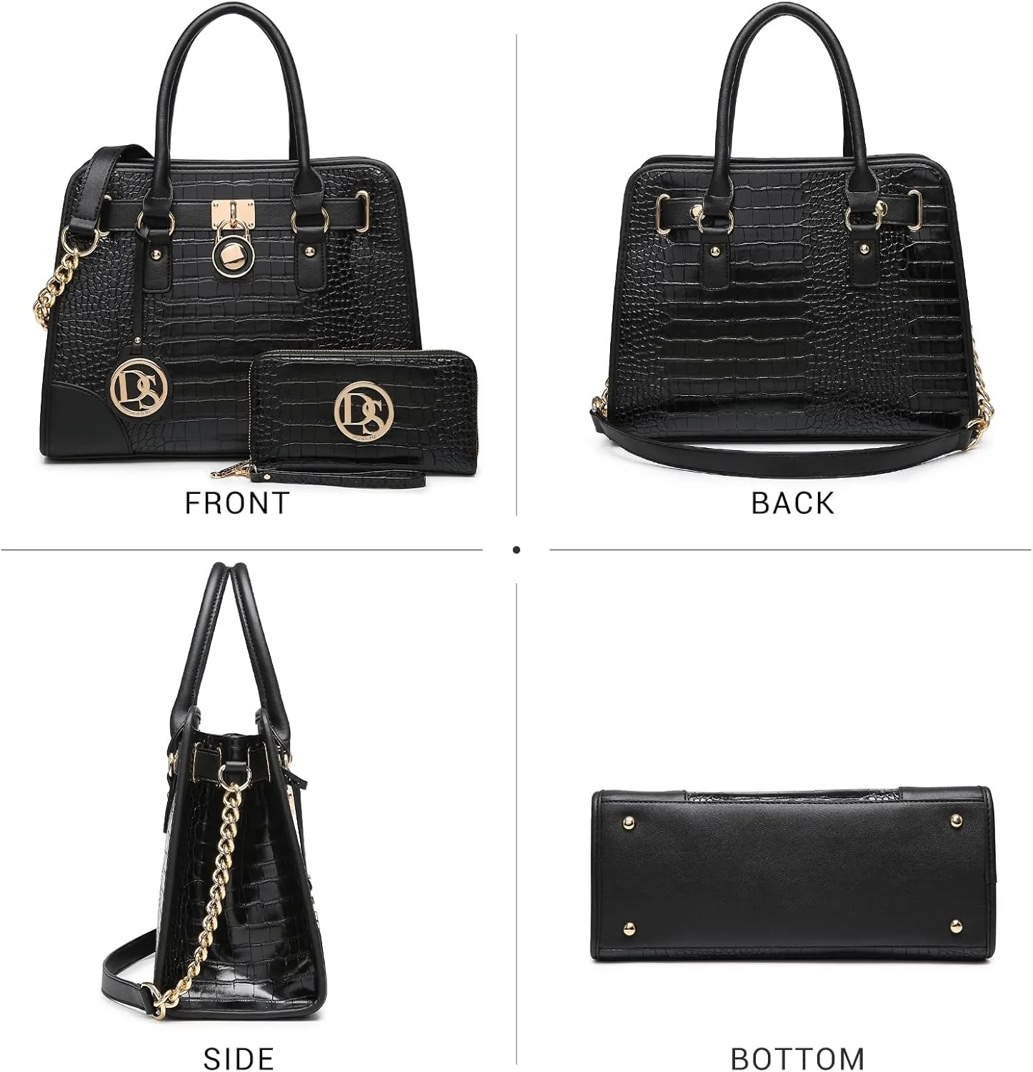 Dasein Women Handbags Top Handle Satchel Purse Shoulder Bag Hobo Bag Work Bag Set 2pcs