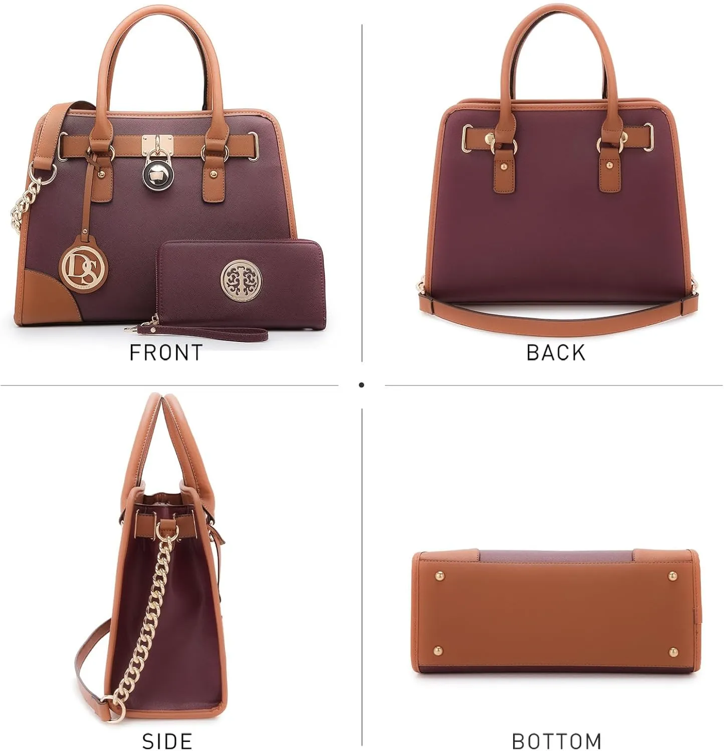 Dasein Women Handbags Top Handle Satchel Purse Shoulder Bag Hobo Bag Work Bag Set 2pcs