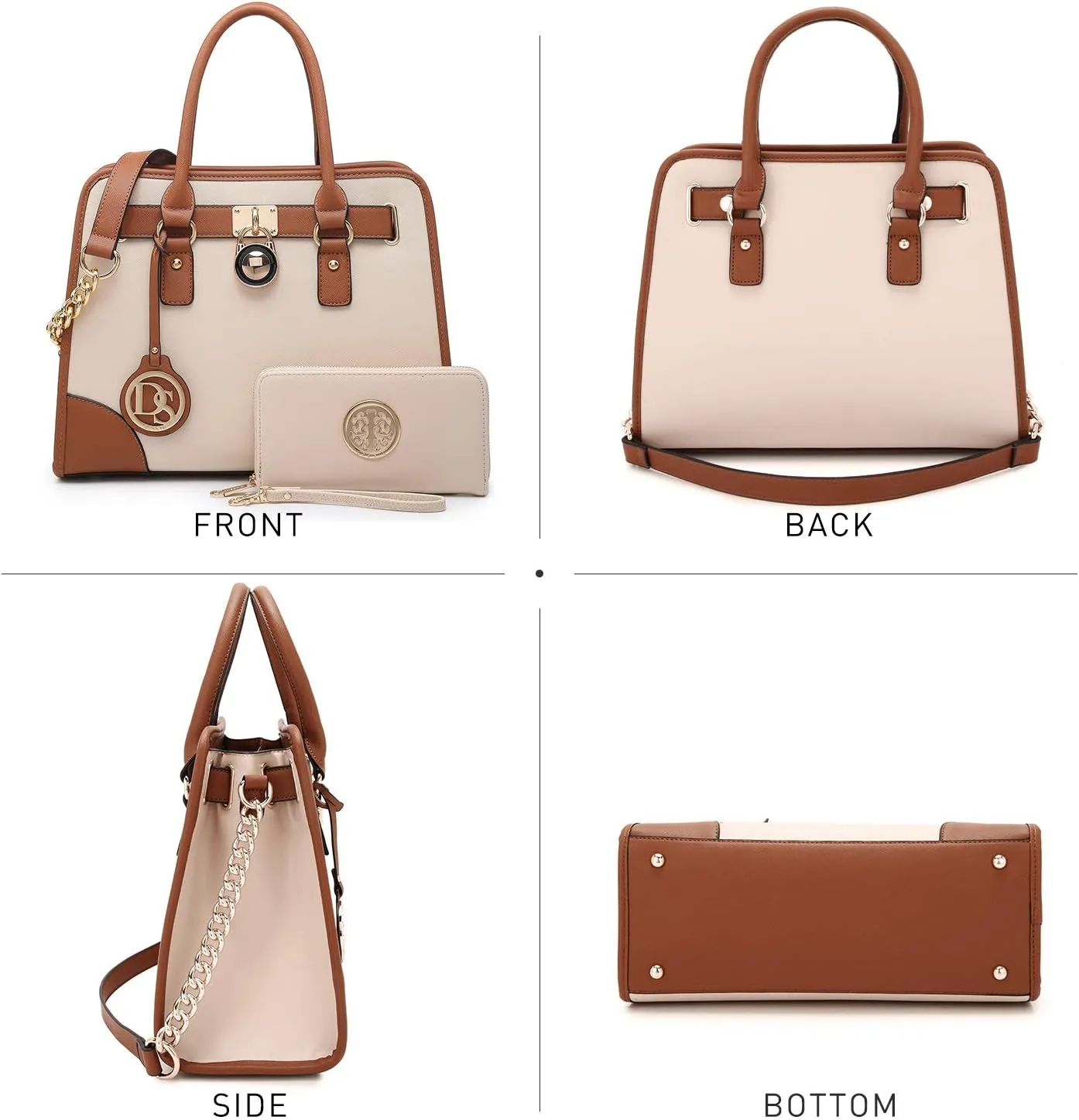 Dasein Women Handbags Top Handle Satchel Purse Shoulder Bag Hobo Bag Work Bag Set 2pcs