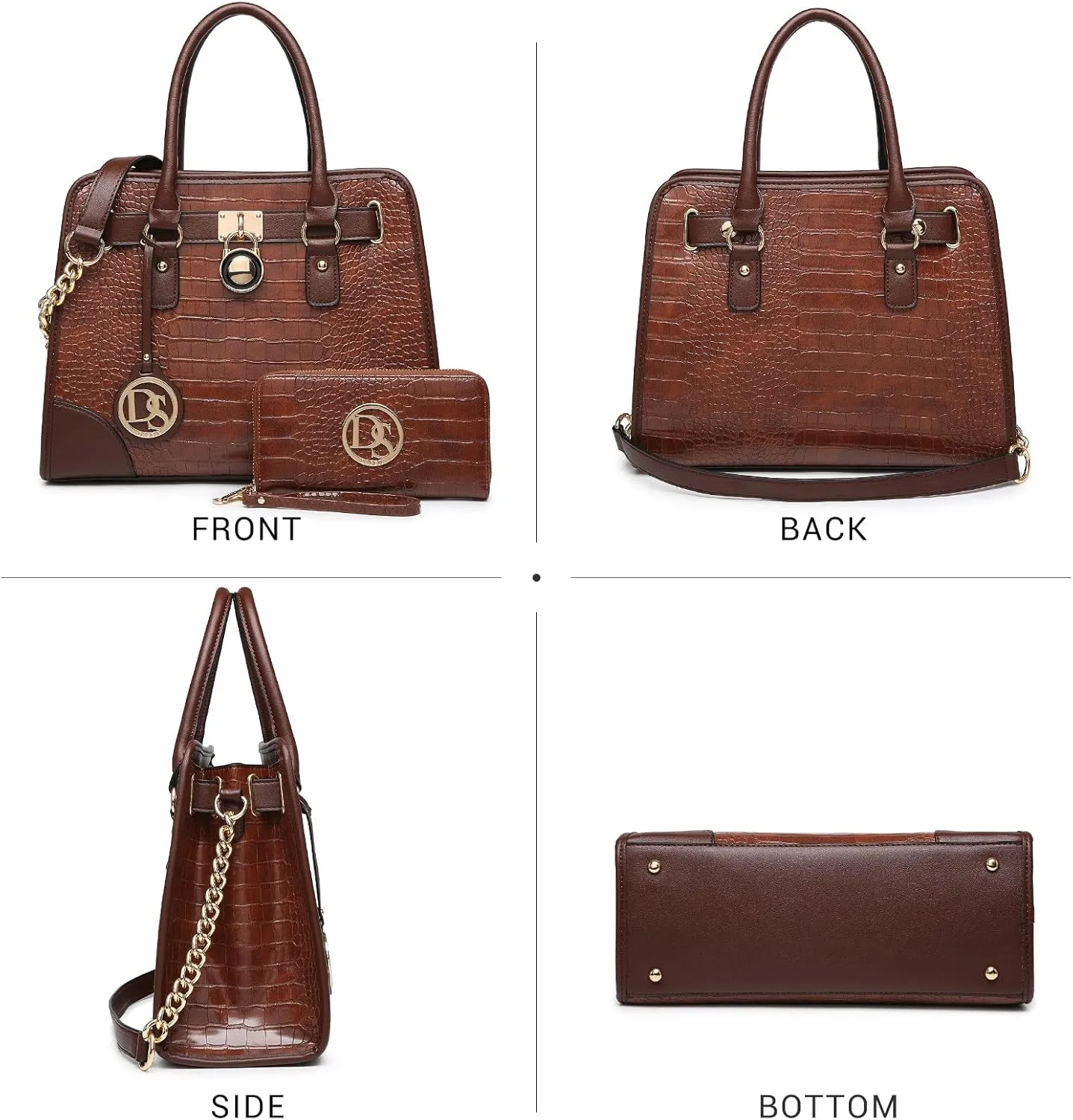 Dasein Women Handbags Top Handle Satchel Purse Shoulder Bag Hobo Bag Work Bag Set 2pcs