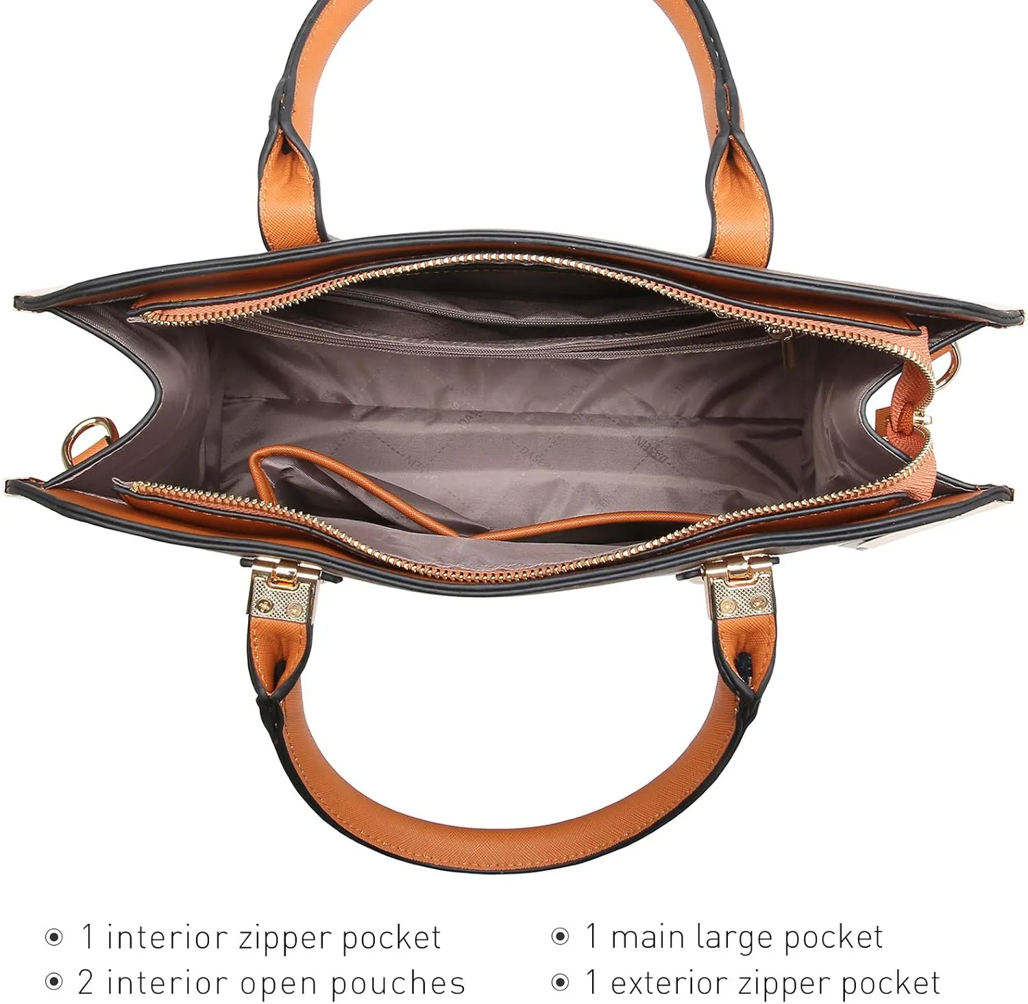 Dasein Women Large Handbag Purse Vegan Leather Satchel Work Bag Shoulder Tote with Matching Wallet