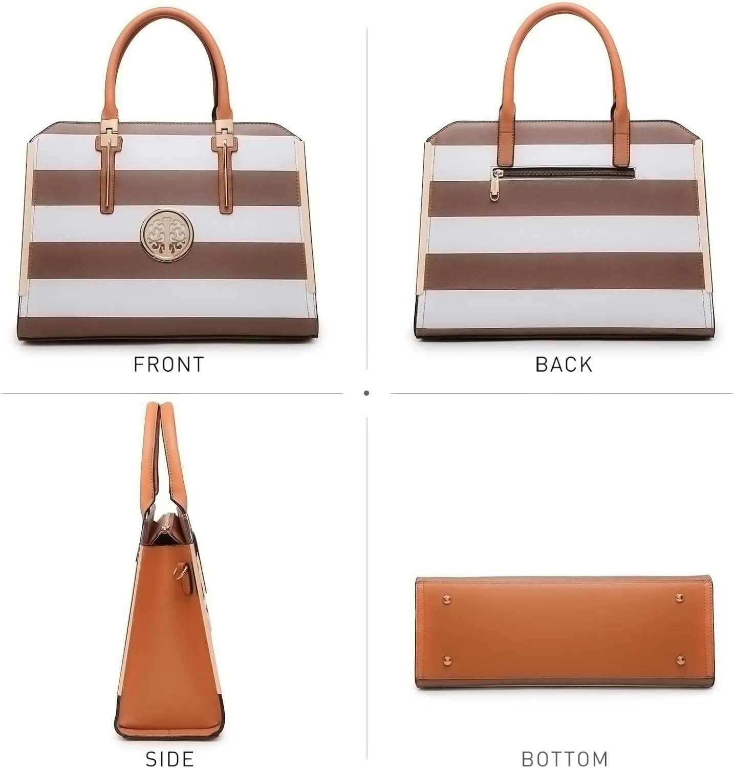 Dasein Women Large Handbag Purse Vegan Leather Satchel Work Bag Shoulder Tote with Matching Wallet