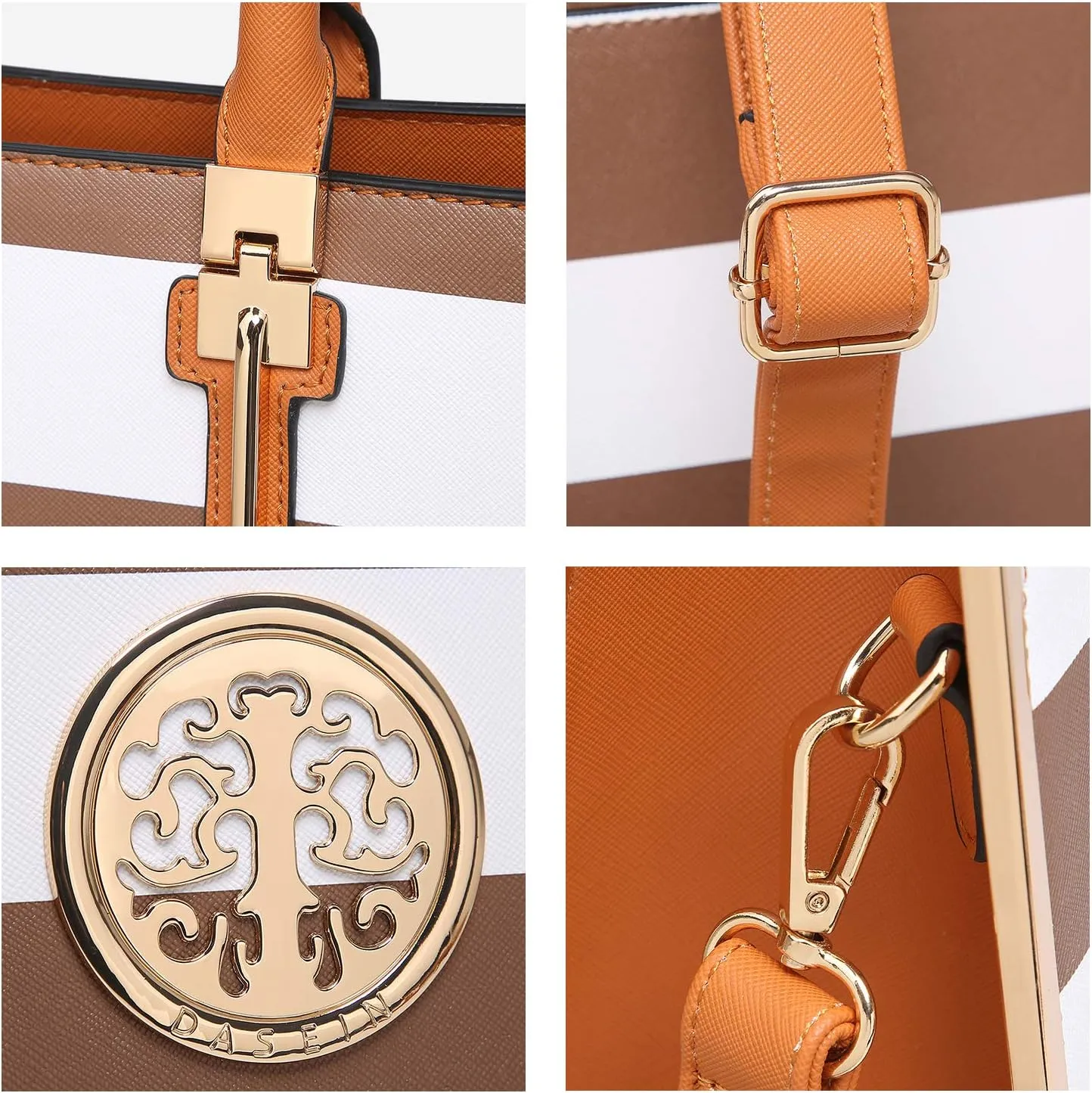 Dasein Women Large Handbag Purse Vegan Leather Satchel Work Bag Shoulder Tote with Matching Wallet