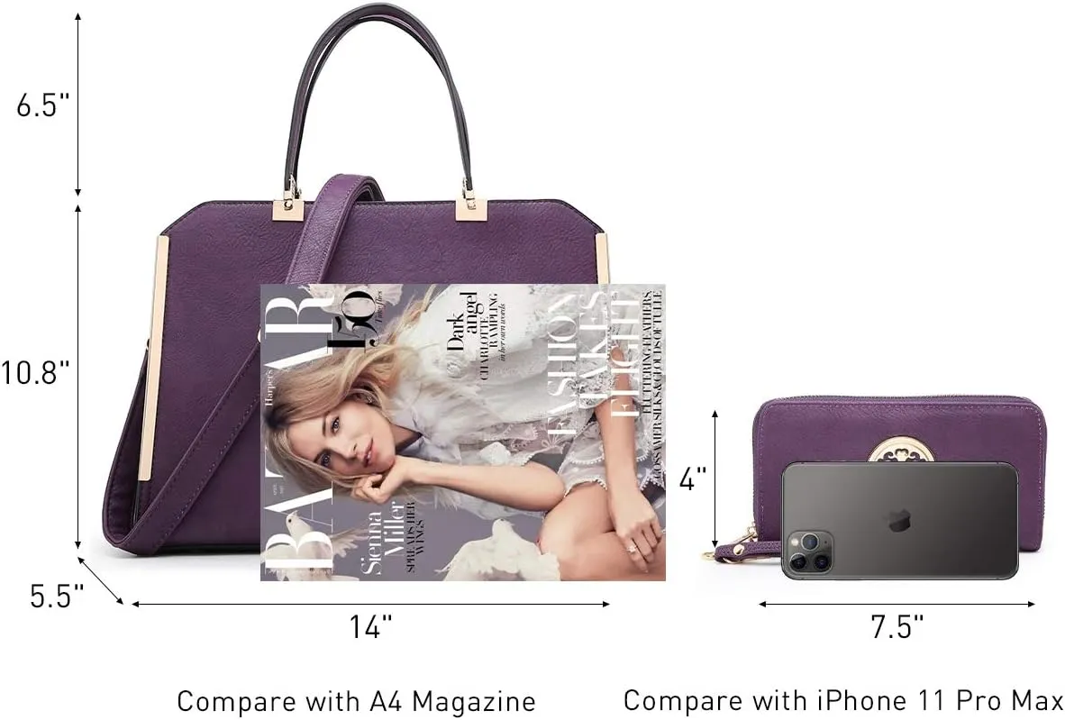 Dasein Women Purses and Handbags Top Handle Satchel Bags Large Shoulder Work Bag Tote with Wallet