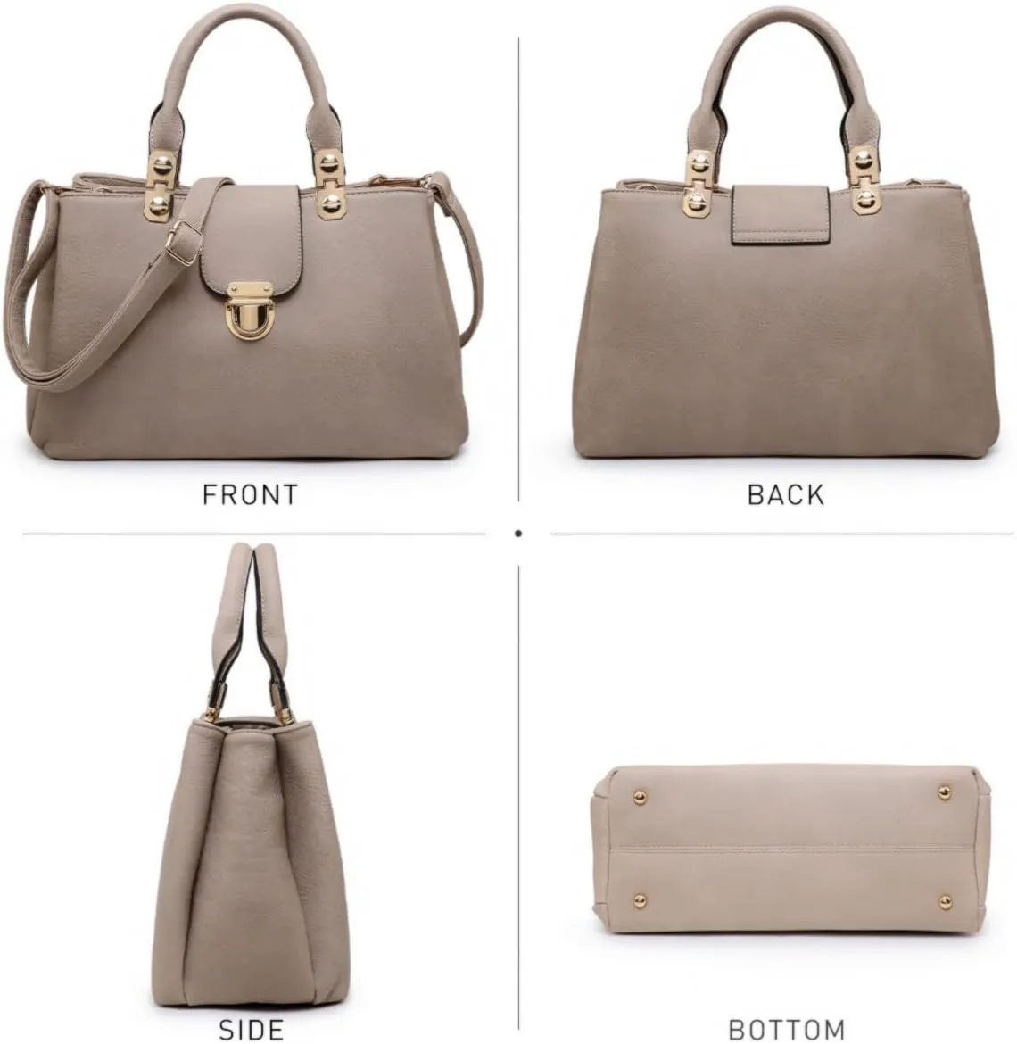 Dasein Women Satchel Handbags Top Handle Purse Medium Tote Bag Vegan Leather Shoulder Bag