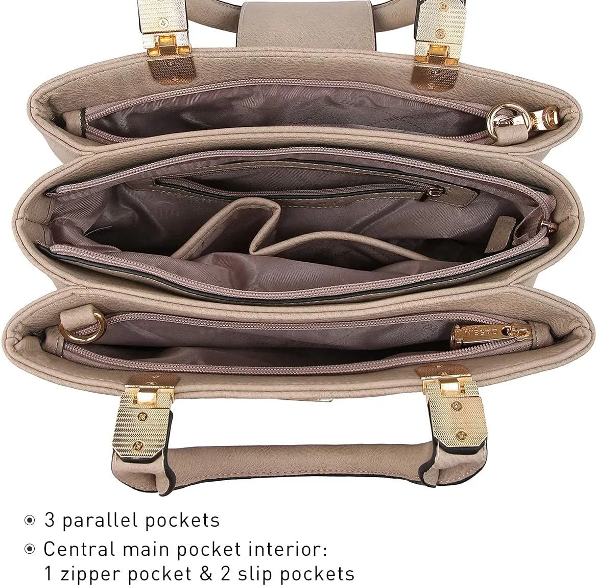 Dasein Women Satchel Handbags Top Handle Purse Medium Tote Bag Vegan Leather Shoulder Bag