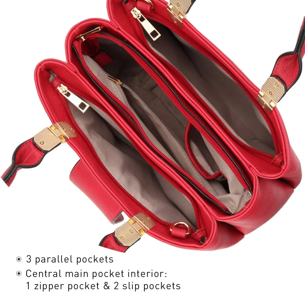 Dasein Women Satchel Handbags Top Handle Purse Medium Tote Bag Vegan Leather Shoulder Bag