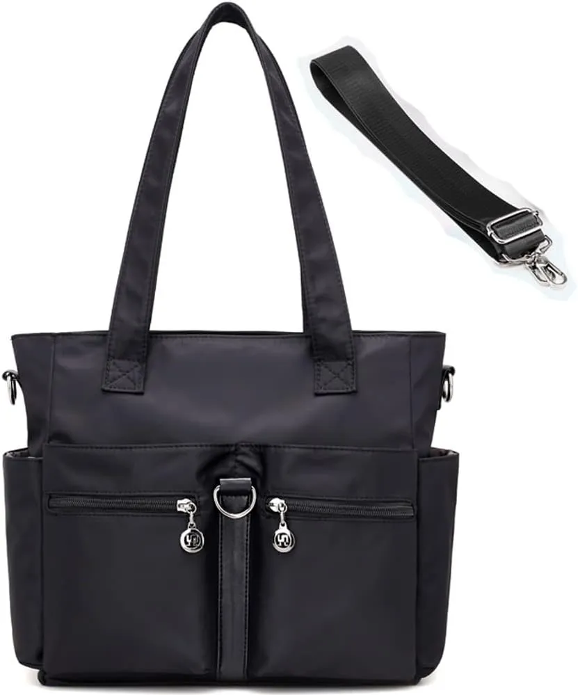 Dayfine Nylon Tote Bags for Women Waterproof Shoulder Bag Satchel Casual Handbags Lightweight Purse Multiple Pockets Bag