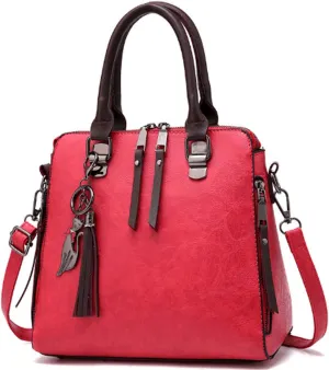 Dayfine Women Handbags Leather Satchel Tote Bags Top Handle Handbag Shoulder Bag Zip Purses Crossbody Bag Cute Cat Pendant