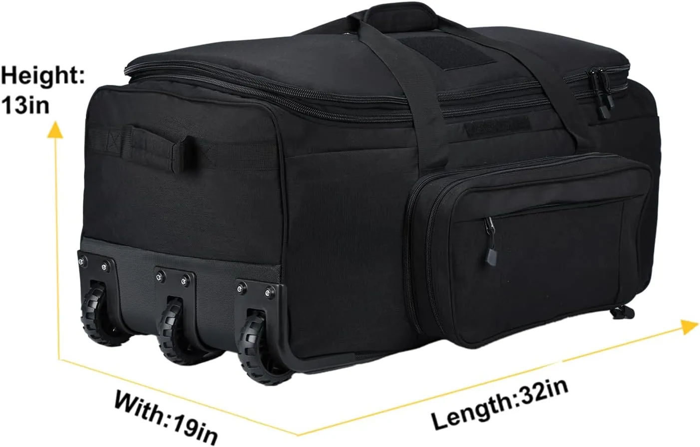 Deployment Bag with Wheels Military Duffle Bag Large Heavy-Duty Bags (BLACK)