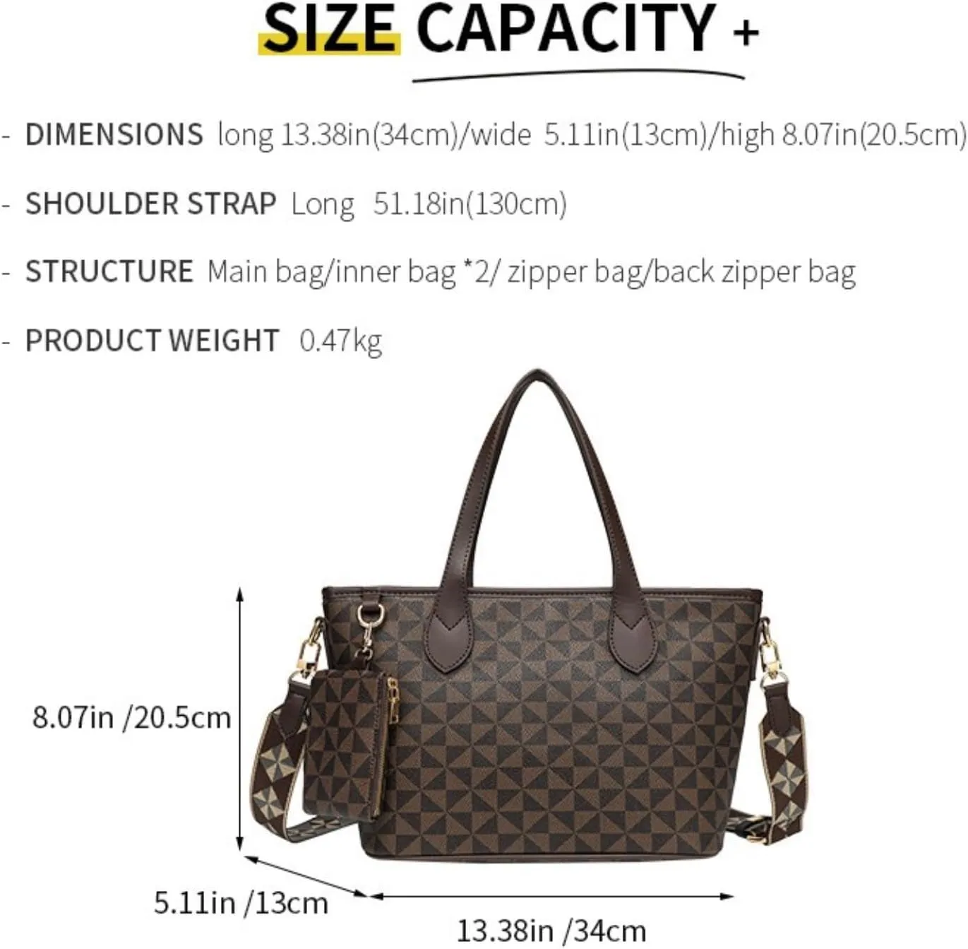 Designer Women Handbags Set - 2-Piece Fashion Top Handle Satchel & Shoulder Bags with Small Wallet