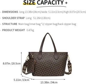 Designer Women Handbags Set - 2-Piece Fashion Top Handle Satchel & Shoulder Bags with Small Wallet