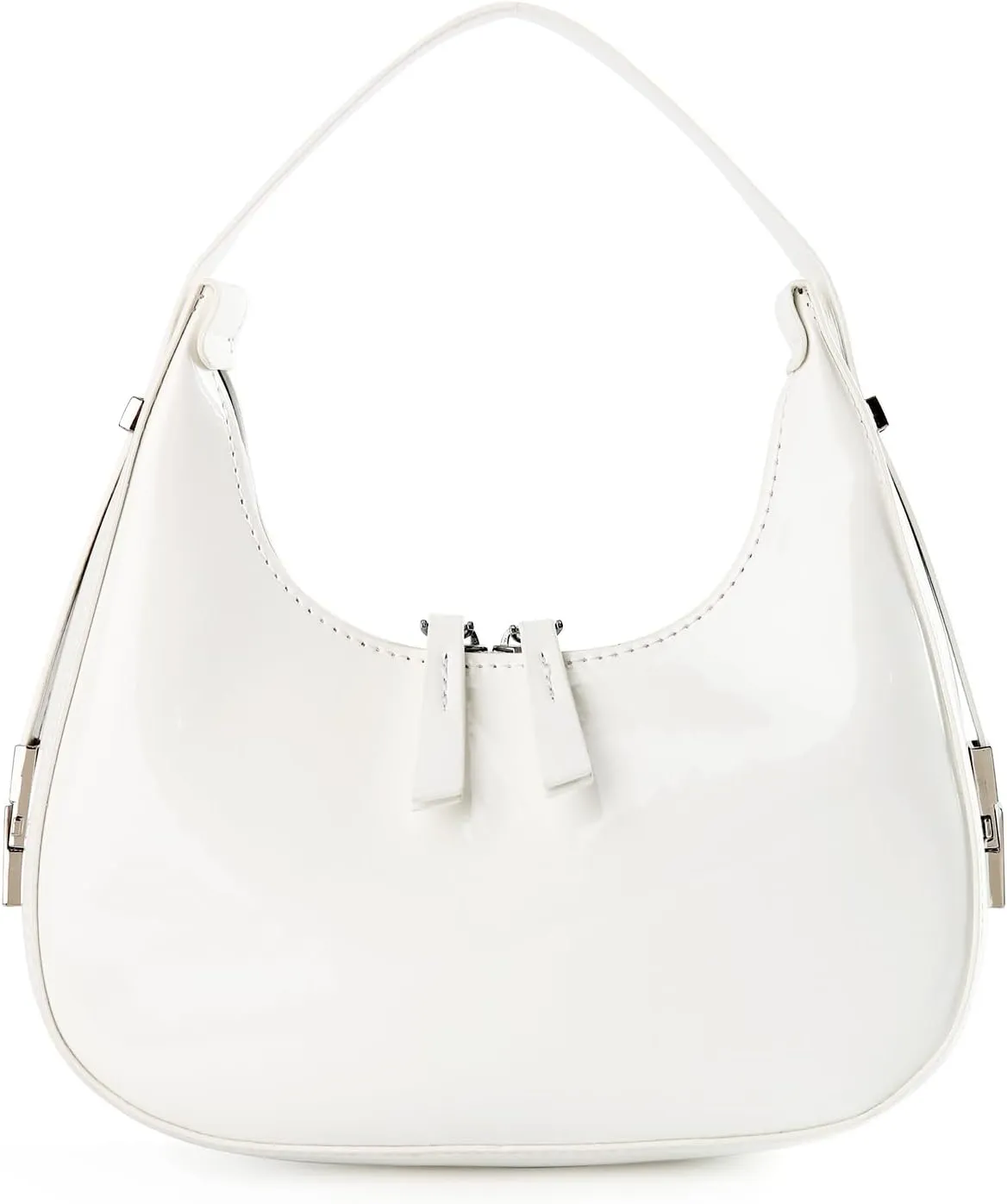 Didida Y2K Moon Bag Women's Crescent Shoulder Bag Retro Handbags Top Handle Patent Leather Cute Small Underarm Bag