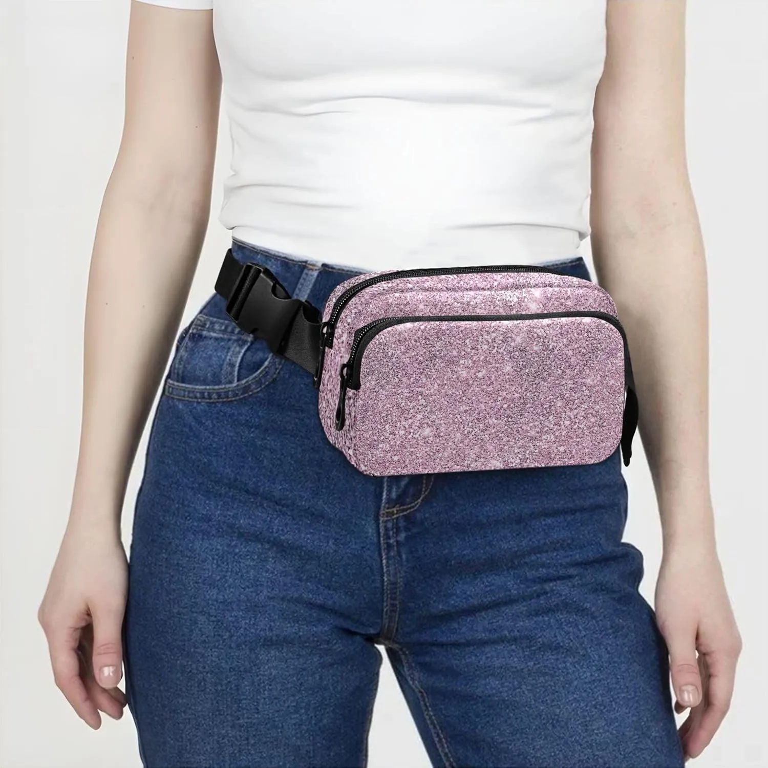 Digital Paper Fanny Pack for Women Hip Bag Belt Pouch Waterproof Flower Travel Waist Bag