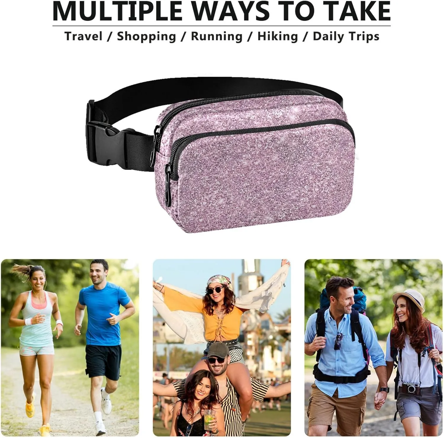 Digital Paper Fanny Pack for Women Hip Bag Belt Pouch Waterproof Flower Travel Waist Bag