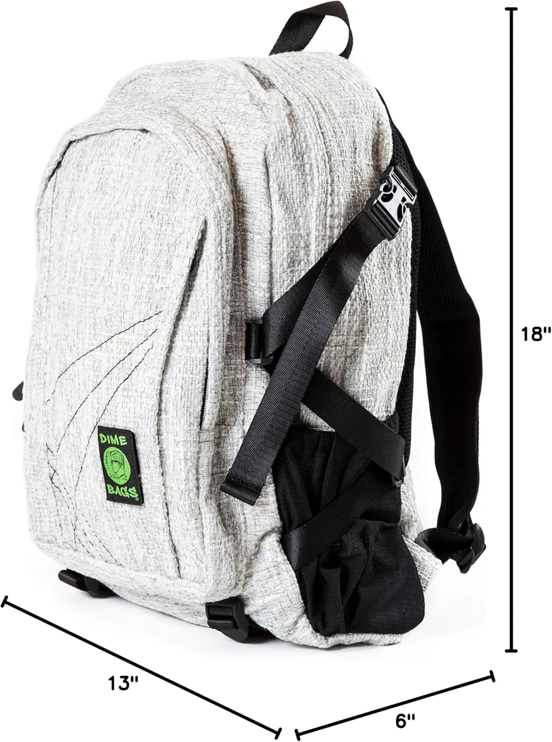 DIME BAGS - Classic Backpack - Backpack for All Genders - Includes & Airtight (Hemp Material, Grey)
