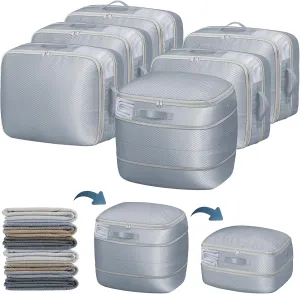 DIMJ Compression Storage Bags 6 Pack - Blanket Storage Bags with Window Zipper, Ultra Space Saving Self Compression Organizer for Puffer Jacket, Bedding, Lightweight Comforter Duvet, Sweater, Sheet