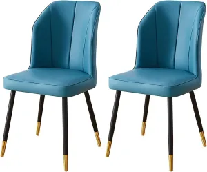 Dining Chair 2PCS Dining Chair, Nordic PU Upholstered Hotel/Restaurant Back Chair, Home Simple Iron Desk Chair (Color : A)