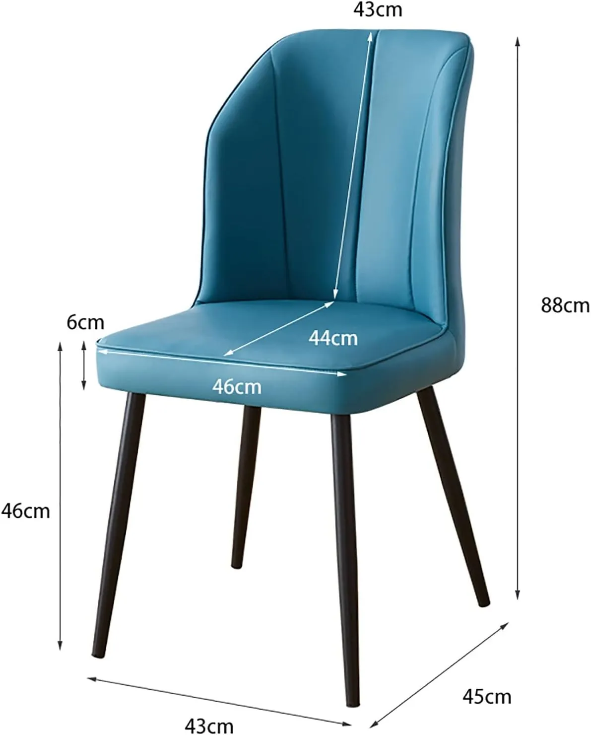 Dining Chair 2PCS Dining Chair, Nordic PU Upholstered Hotel/Restaurant Back Chair, Home Simple Iron Desk Chair (Color : A)