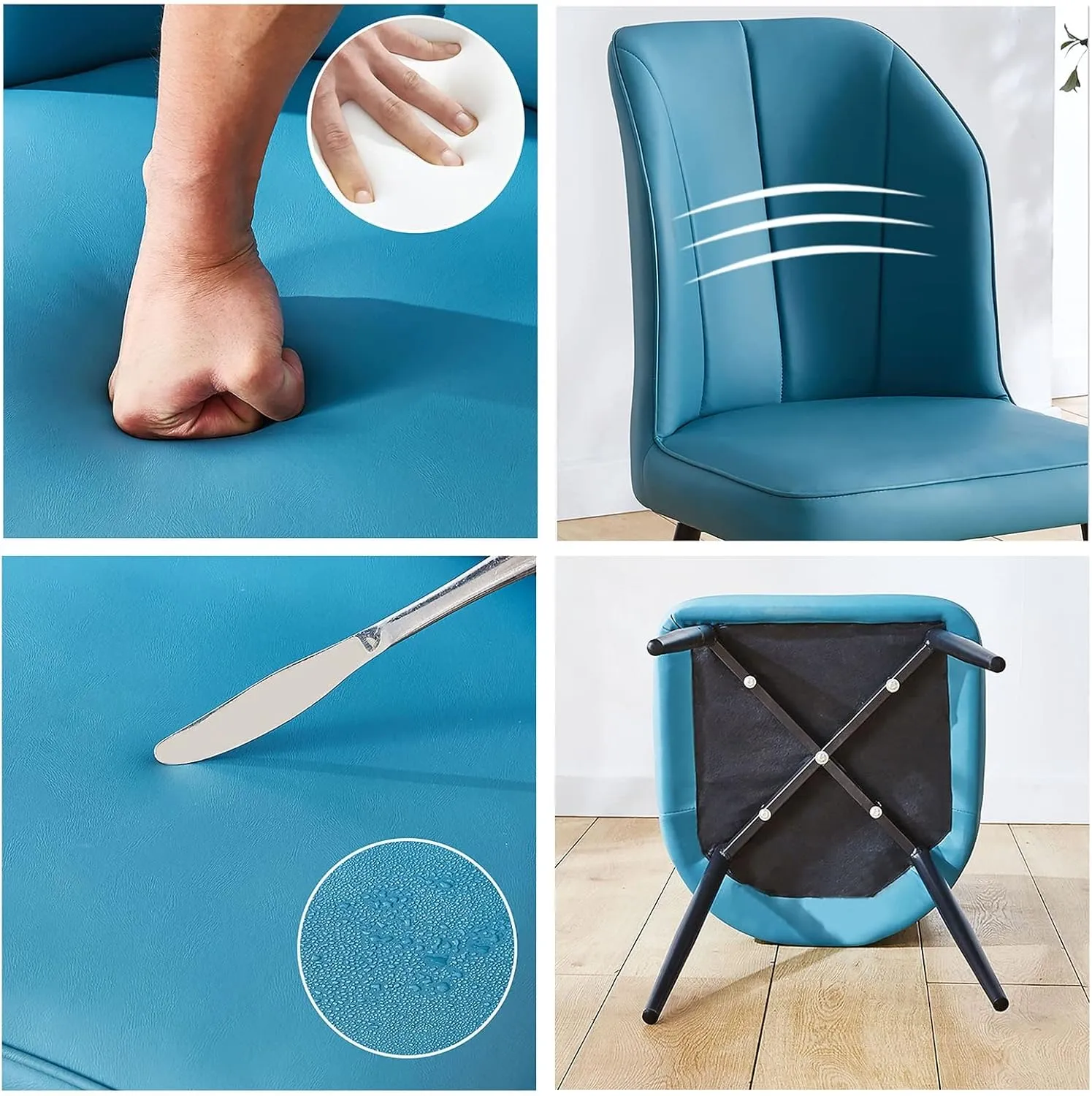 Dining Chair 2PCS Dining Chair, Nordic PU Upholstered Hotel/Restaurant Back Chair, Home Simple Iron Desk Chair (Color : A)