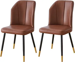 Dining Chair 2PCS Dining Chair, Nordic PU Upholstered Hotel/Restaurant Back Chair, Home Simple Iron Desk Chair (Color : D)