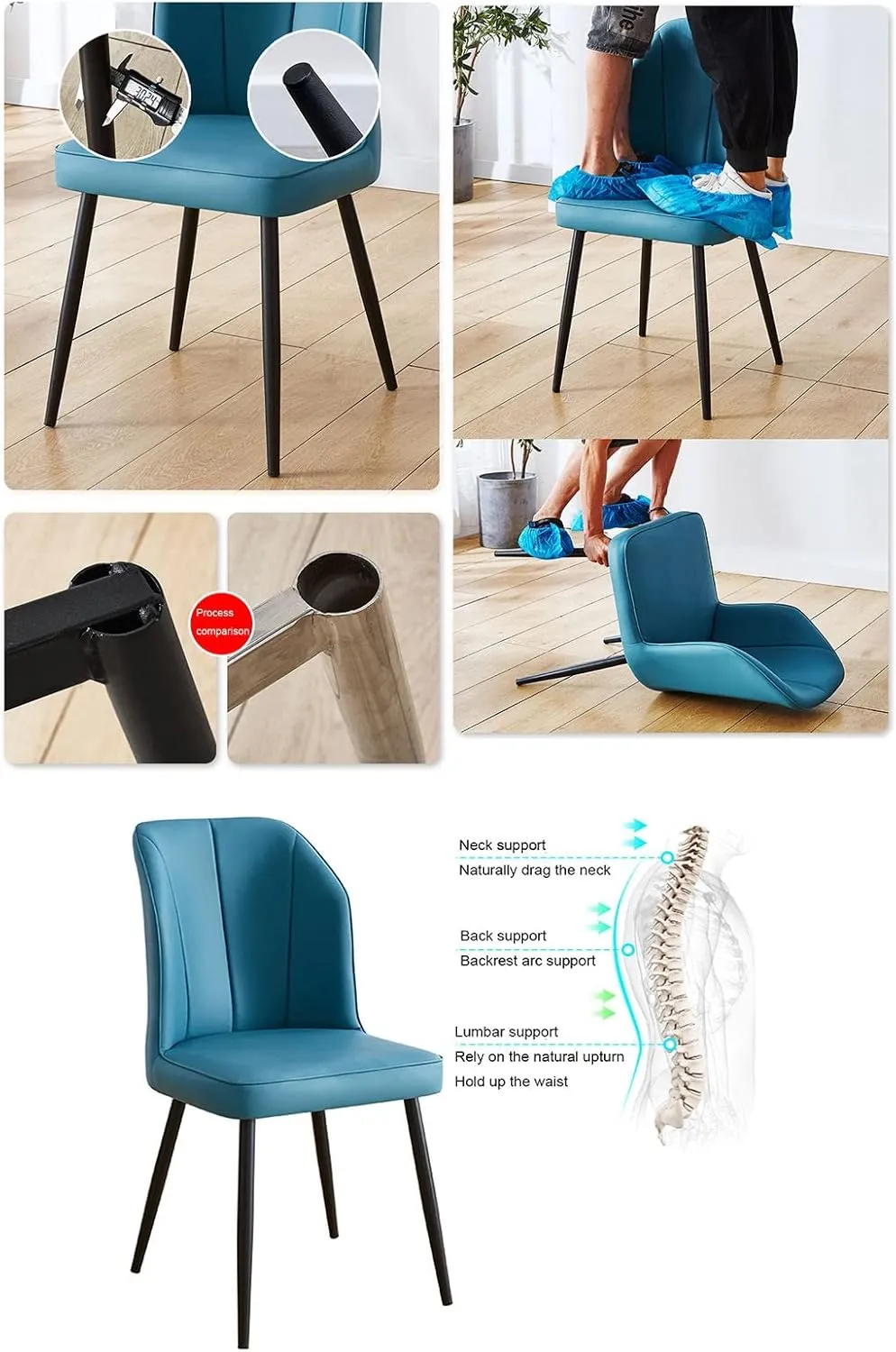 Dining Chair 2PCS Dining Chair, Nordic PU Upholstered Hotel/Restaurant Back Chair, Home Simple Iron Desk Chair (Color : D)