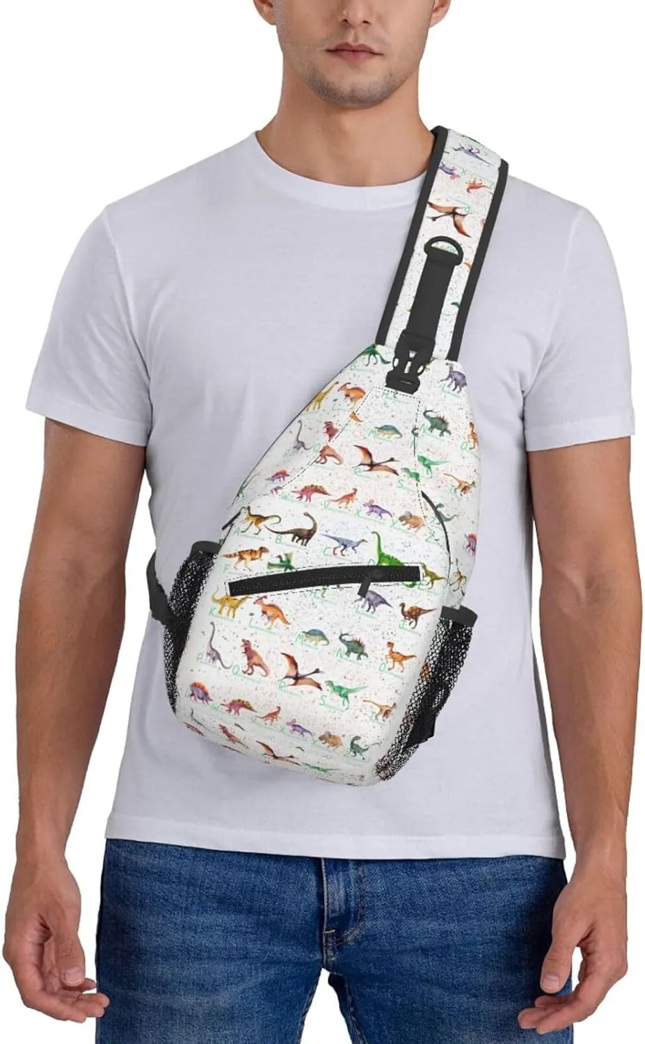 Dinosaur Alphabet Chest Sling Bag Crossbody Shoulder Backpack Bag Gym Cycling Travel Hiking Daypack Cross Bag