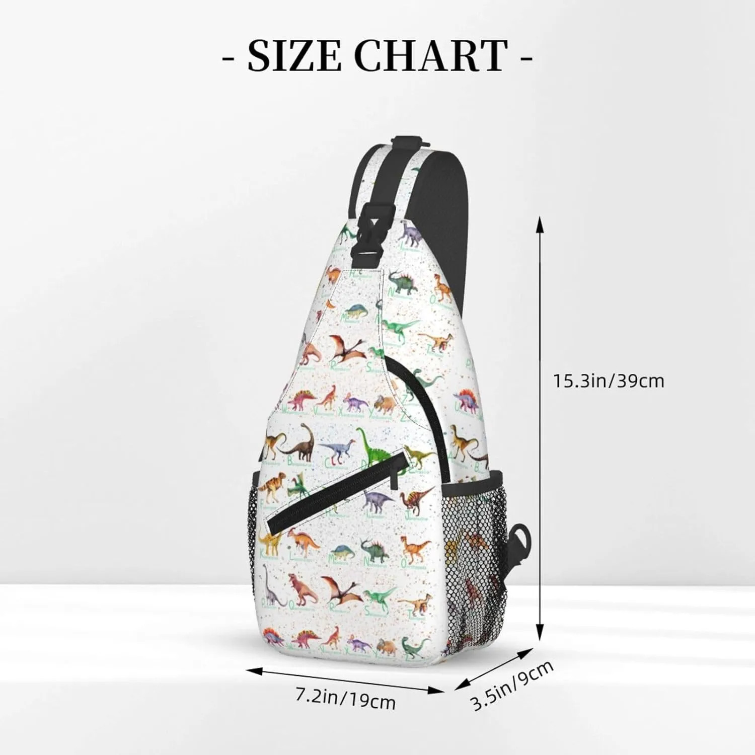 Dinosaur Alphabet Chest Sling Bag Crossbody Shoulder Backpack Bag Gym Cycling Travel Hiking Daypack Cross Bag
