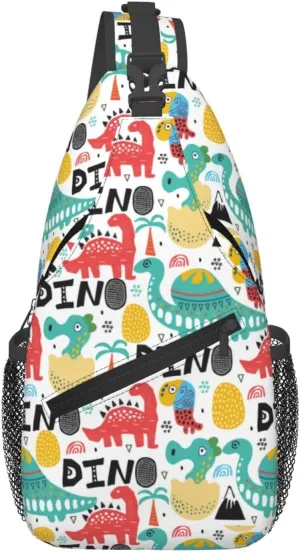 Dinosaurs With Palms Eggs Newborn Chest Sling Bag Crossbody Shoulder Backpack Bag Gym Cycling Travel Hiking Daypack Cross Bag