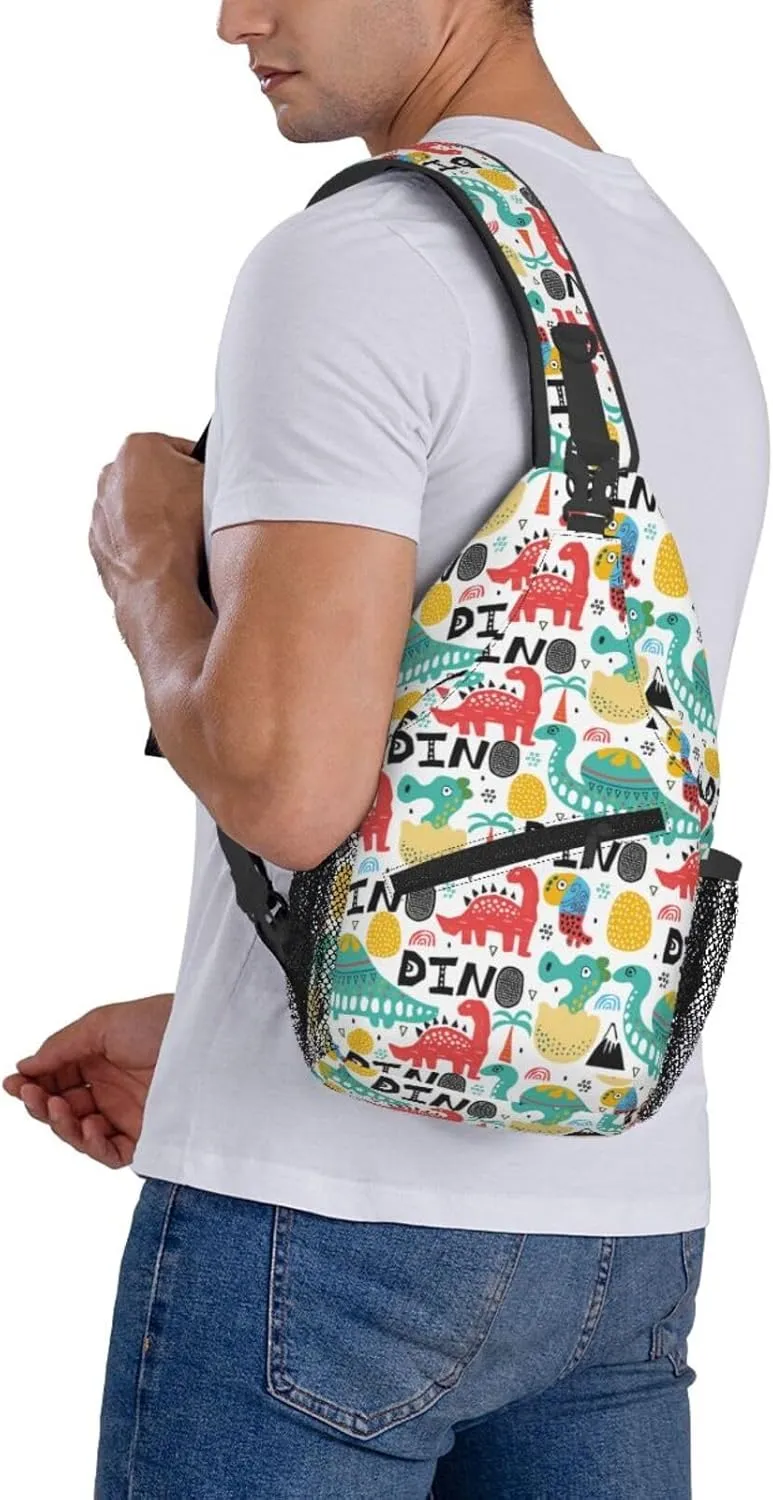 Dinosaurs With Palms Eggs Newborn Chest Sling Bag Crossbody Shoulder Backpack Bag Gym Cycling Travel Hiking Daypack Cross Bag