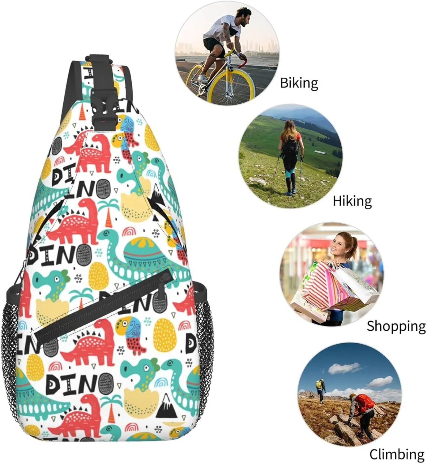 Dinosaurs With Palms Eggs Newborn Chest Sling Bag Crossbody Shoulder Backpack Bag Gym Cycling Travel Hiking Daypack Cross Bag