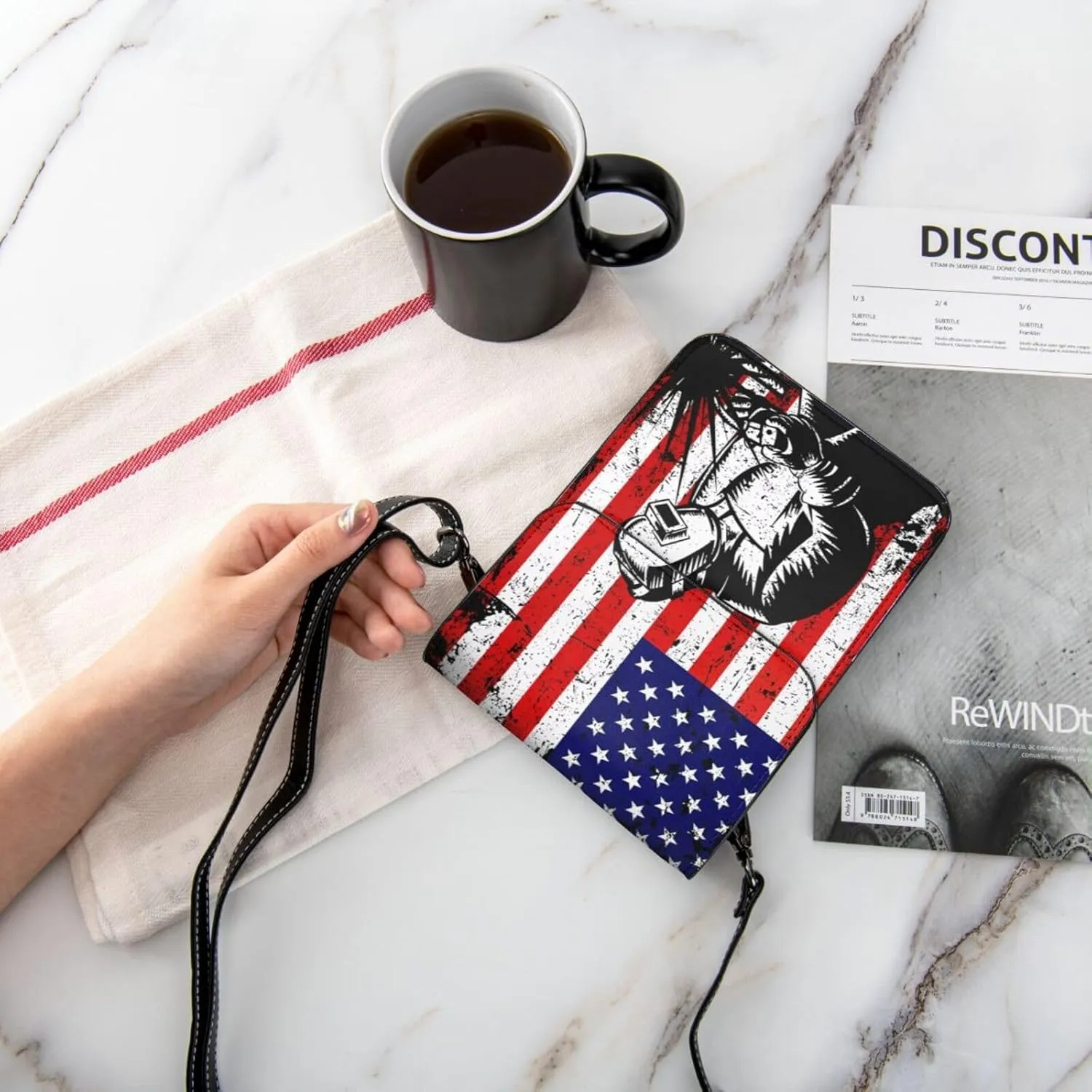 Dirt Track Racing American Flag Leather Crossbody Phone Purse for Women Cute Wallet Bags Lightweight Mini Sling Bag