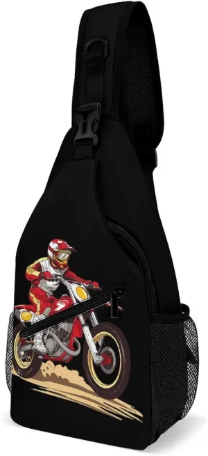 Dirtbike Dirt Bike Funny Crossbody Sling Bag Novelty Chest Bags Shoulder Backpack For Travel Hiking 15×8×4 Inches