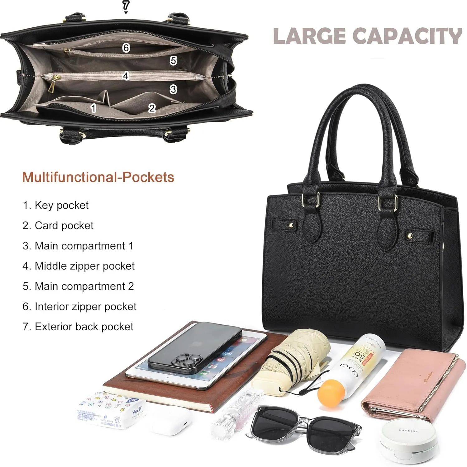 DMICXEL Tote Bag Crossbody Purses for Women Shoulder Handbag PU Leather Top Handle Satchel Bags