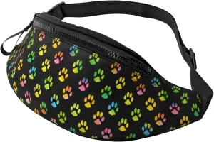 Dog Paw Print Fanny Pack for Women Men,Fashion Waist Pack Belt Bag Crossbody Bag for Traveling Casual Running Cycling